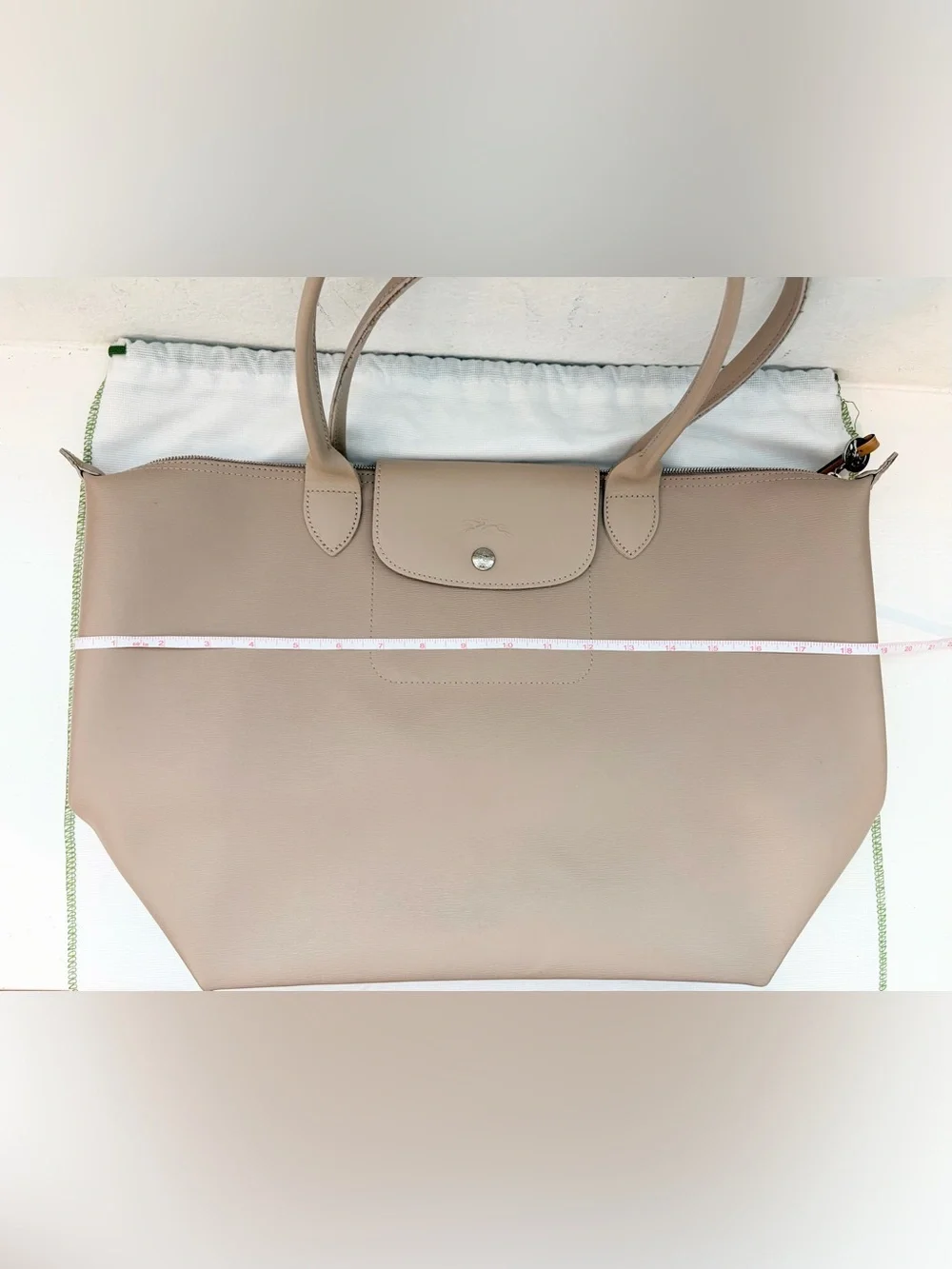 Auth LONGCHAMP Large Le Pliage City Coated Canvas Taupe Tote Bag